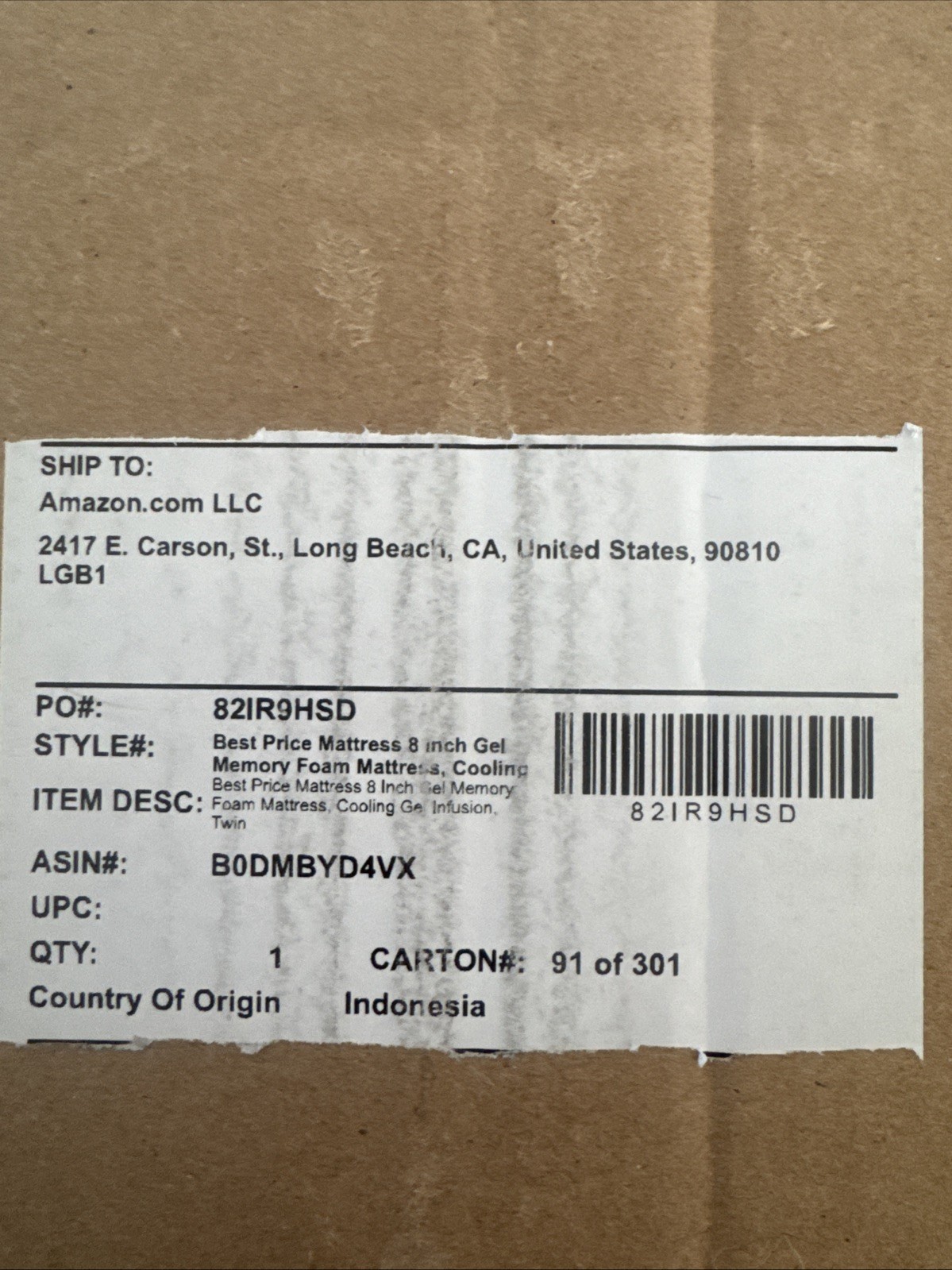Best Price Mattress 8 Inch Chill Memory Foam Mattress Cooling Twin New In Box
