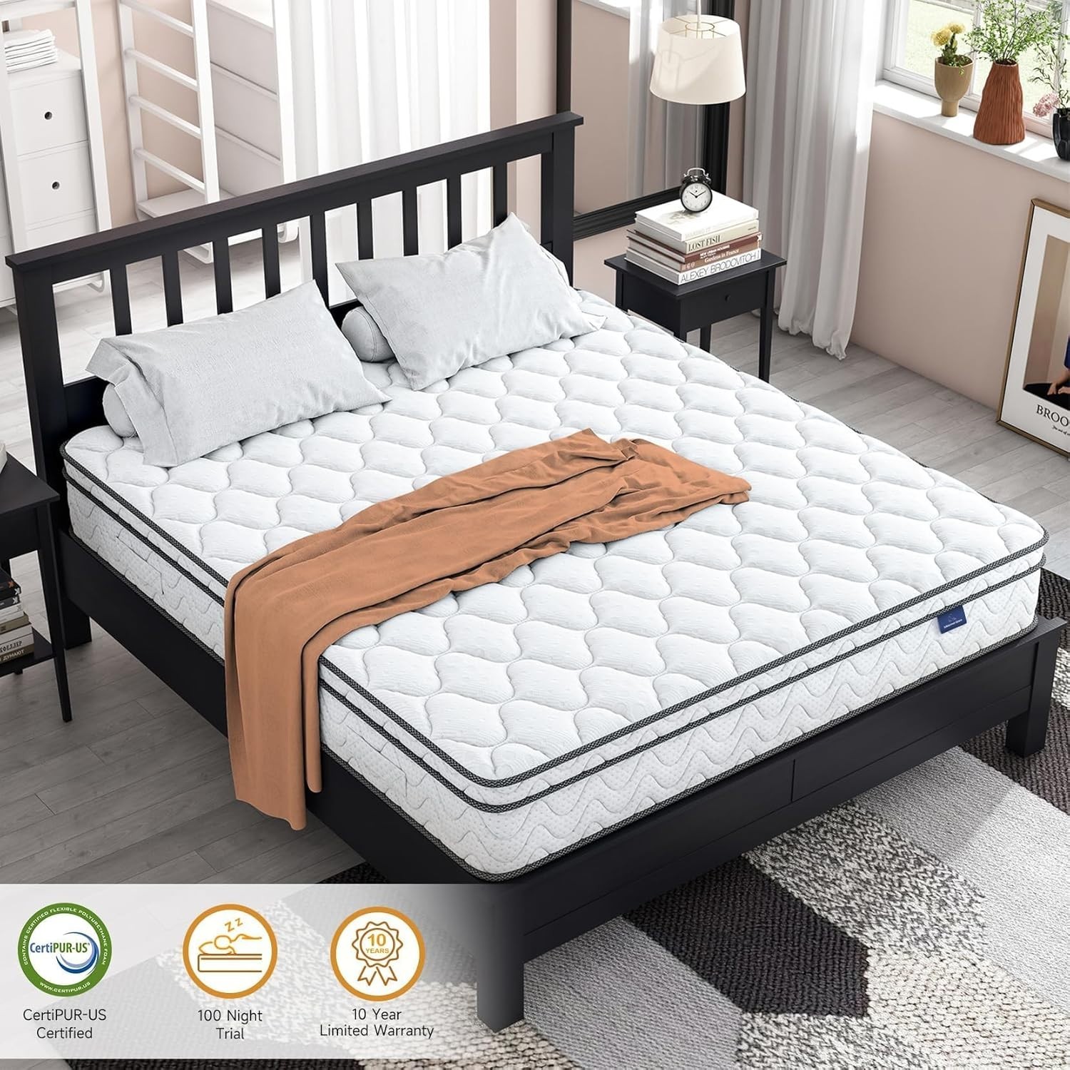 Vesgantti Mattress Twin XL 9 Inch, Fiberglass-Free Cool Sleep Hybrid Mattress in