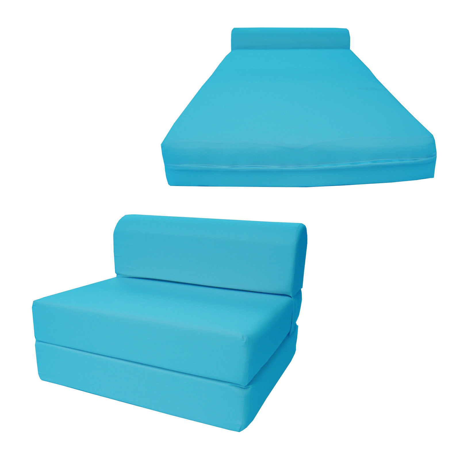 Turquoise 6 x 36 x 70 Twin Sleeper Chair Folding Foam Bed, Foam Density 1.8 lbs