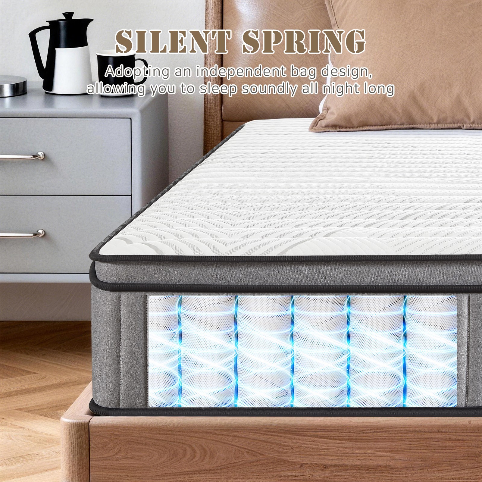 12″ Full Size Gel Memory Foam Pocket Spring Hydird Mattress In A Box Medium Firm