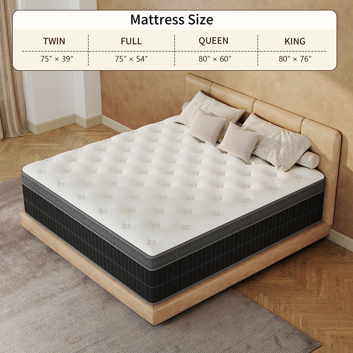 10″12″14″ Twin Full Queen King Mattress In A Box Gel Memory Foam Hybrid Spring
