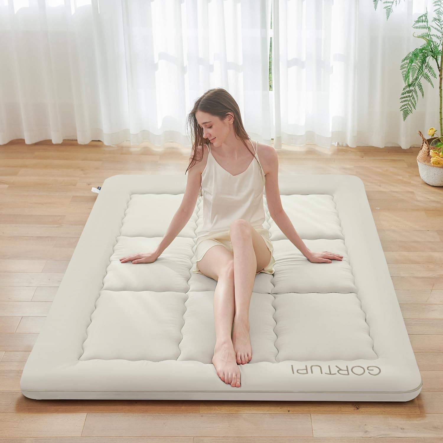 Japanese Floor Futon Mattress 3 Inch Foam Foldable Tatami Bed Kids Play Mat Beig