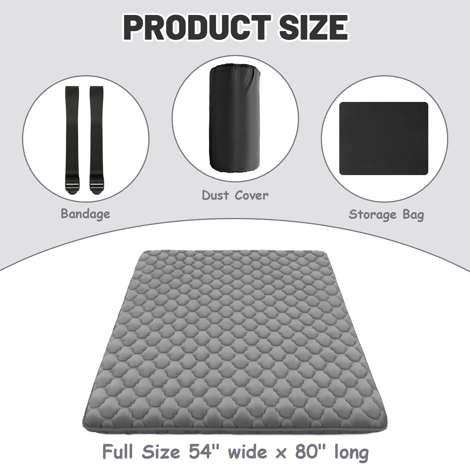 Japanese Futon Floor Mattress Full Size 54″×80″, Thicken 5-Layer Japanese Tat…