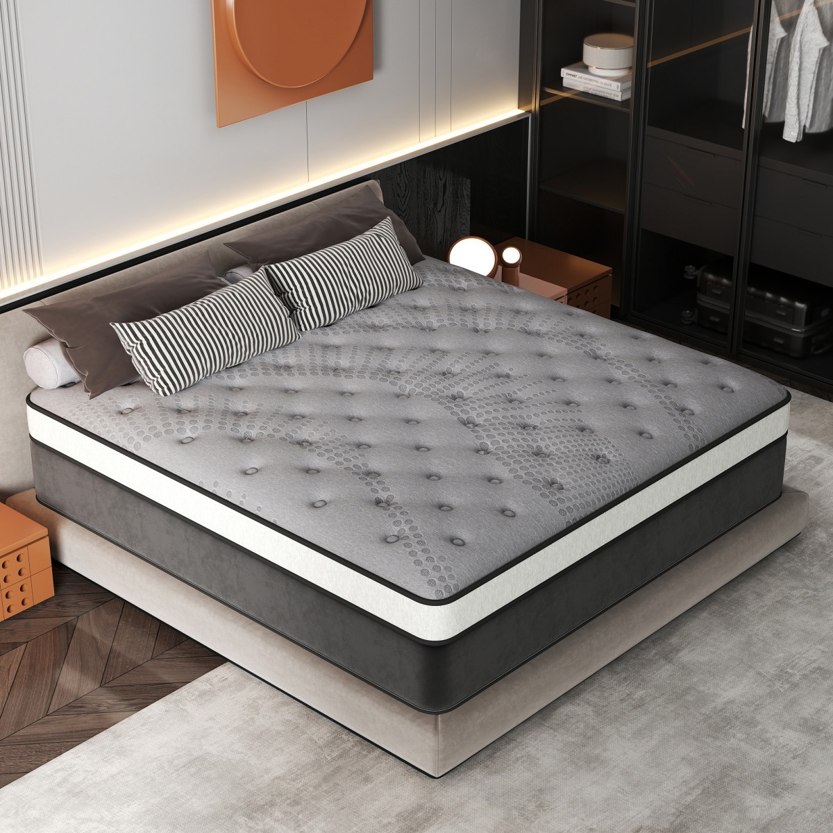 12″/14″ Mattress in a Box Gel Memory Foam Pocket Spring Twin Full Queen King