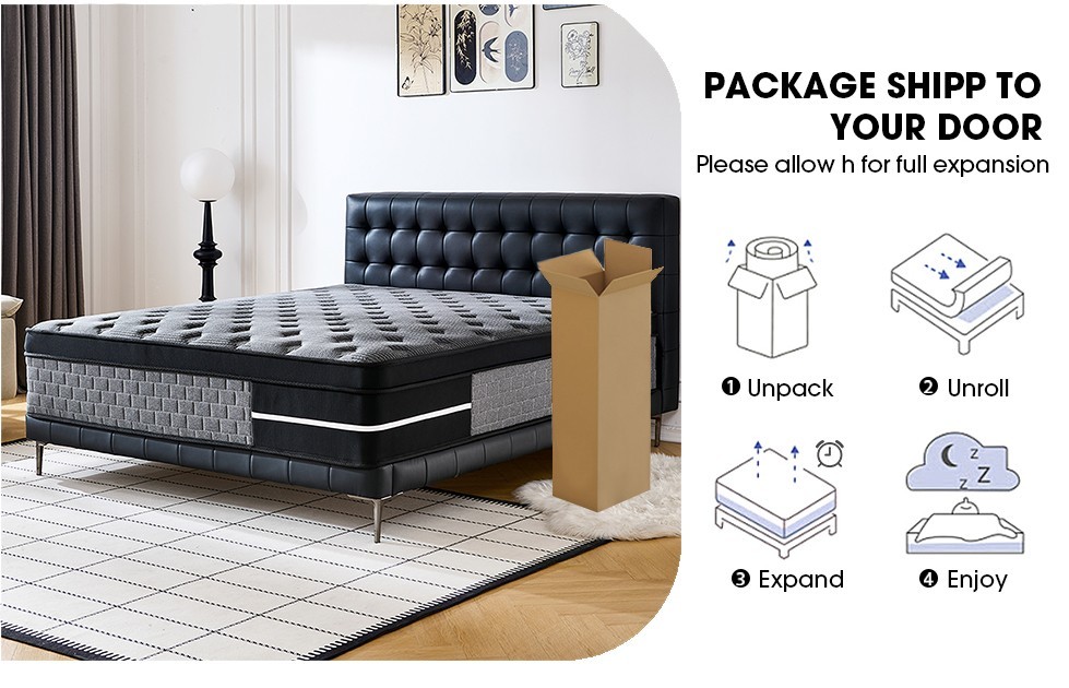 12 14 Inch Queen Hybrid Mattress Pocket Spring Cooling Gel Foam Medium Firm Grey
