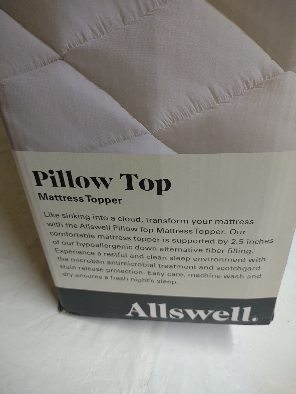 Allswell Ultra Plush Pillow Top Mattress Topper, Queen, 60″ X 80″