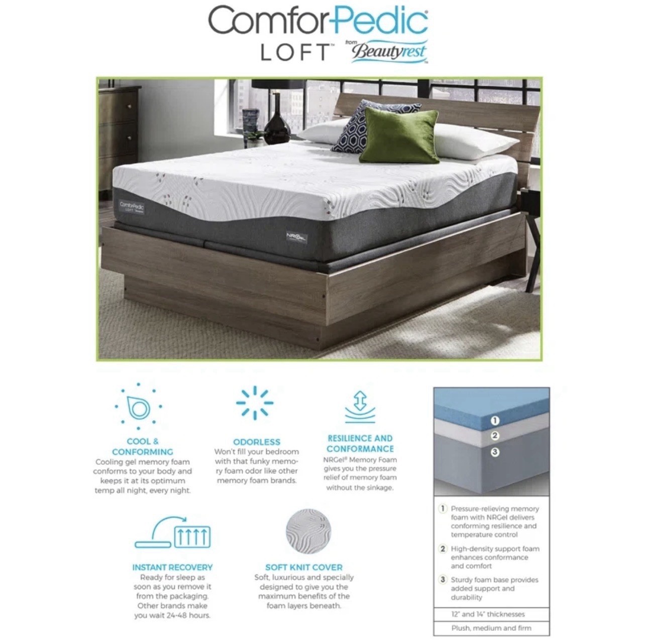 Comforpedic Loft From Beautyrest Full Size Firm 14”