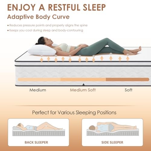 Twin Memory Foam Mattress 12 Inch Medium Firm Pocket Spring Bed in a Box with