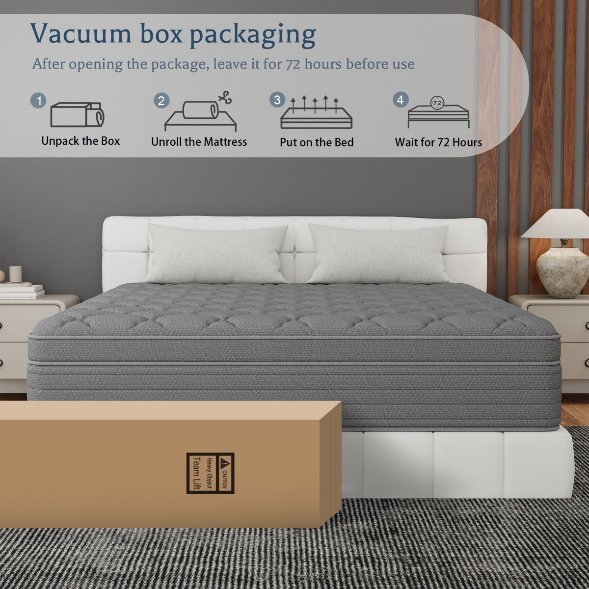 12″/14″ Hybrid Mattress in a Box Gel Memory Foam Spring Twin Full Queen King Bed