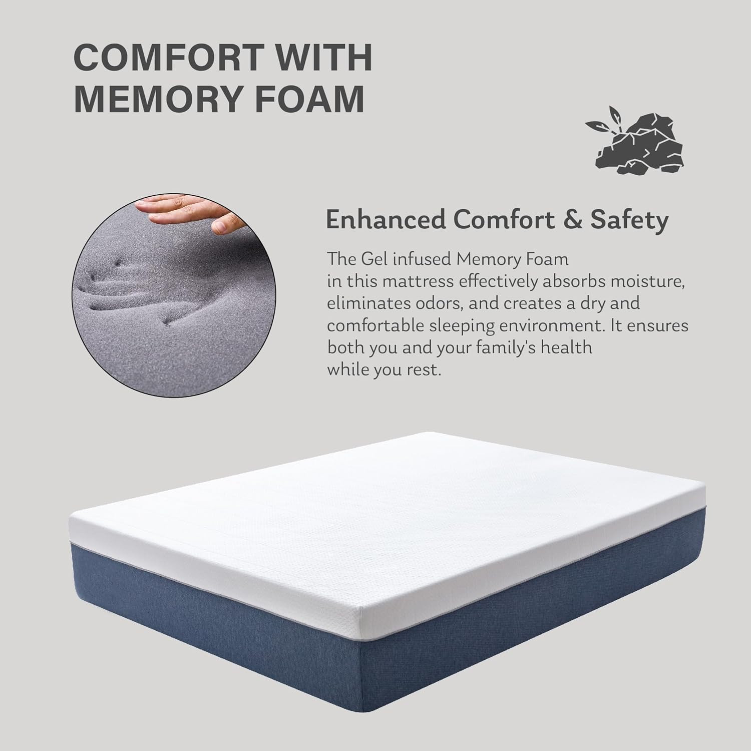14″ King Memory Foam Mattress, Gel Cooling, Medium Firm, Back Pain Relief