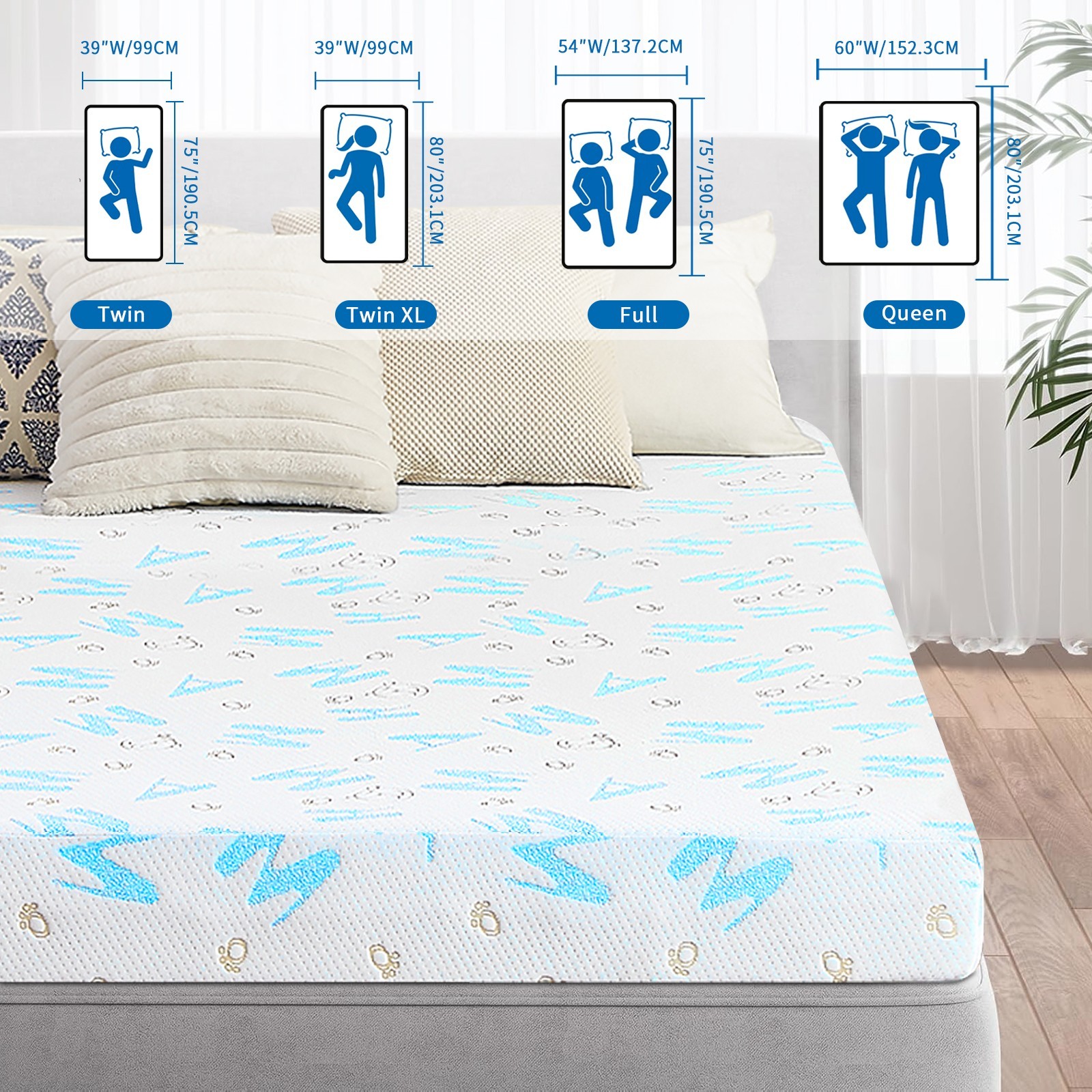 5″ 6″ Twin XL Cooling Gel Memory Foam Mattress with Removable Cover Bed in a Box