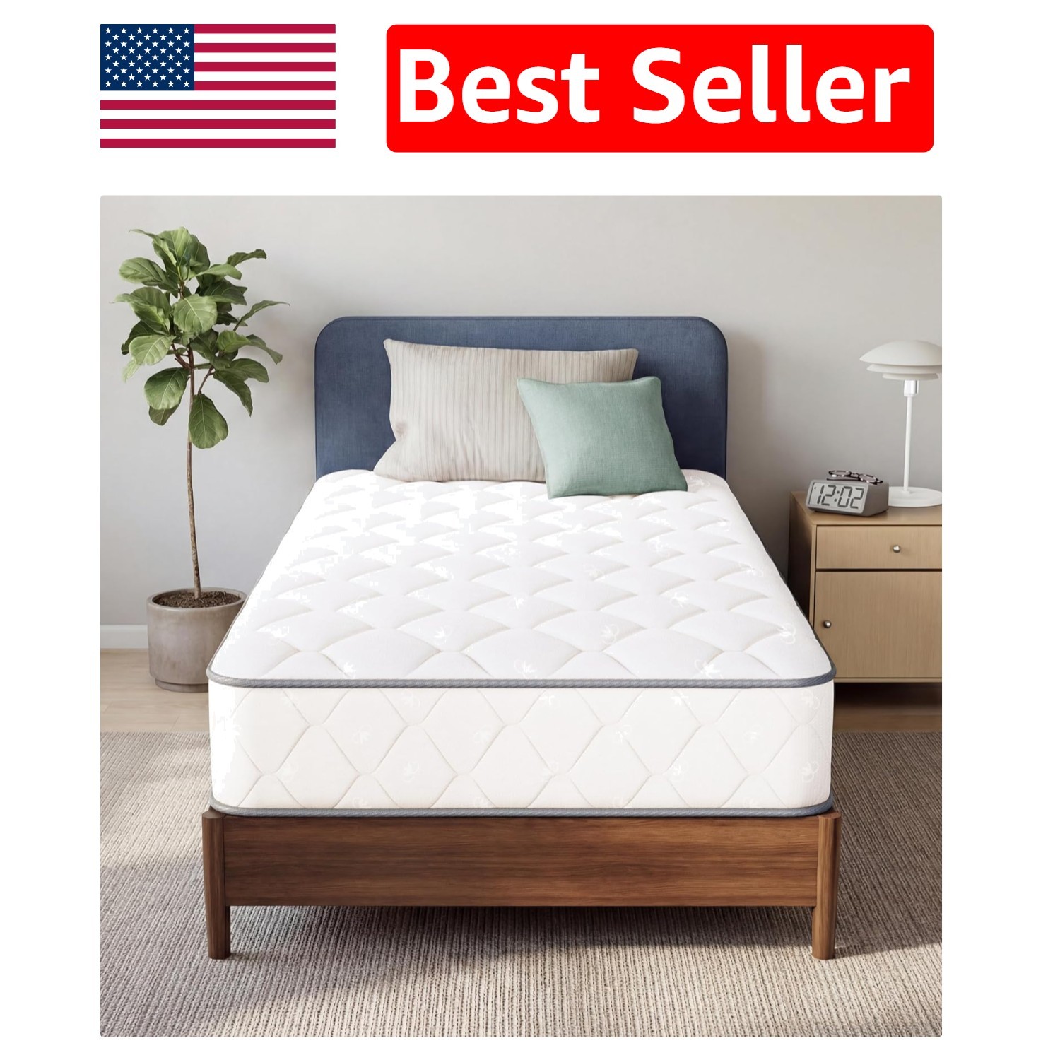 Breathable 8-Inch Twin Mattress – Medium Firm Gel Memory Foam & Spring Support