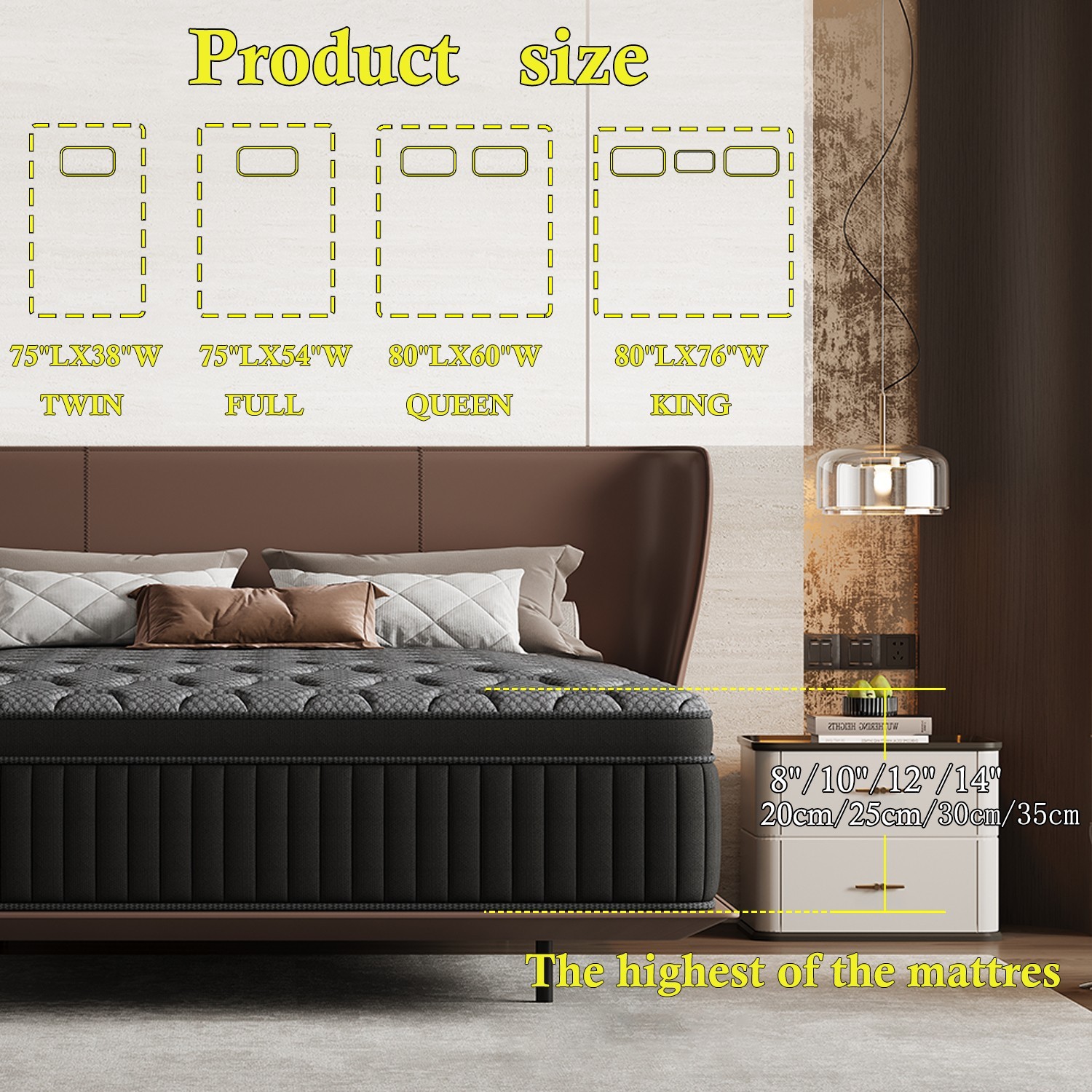 Full Hybrid Mattress in a Box 10/ 12/14 Inch Cooling Gel Memory Foam Medium Firm