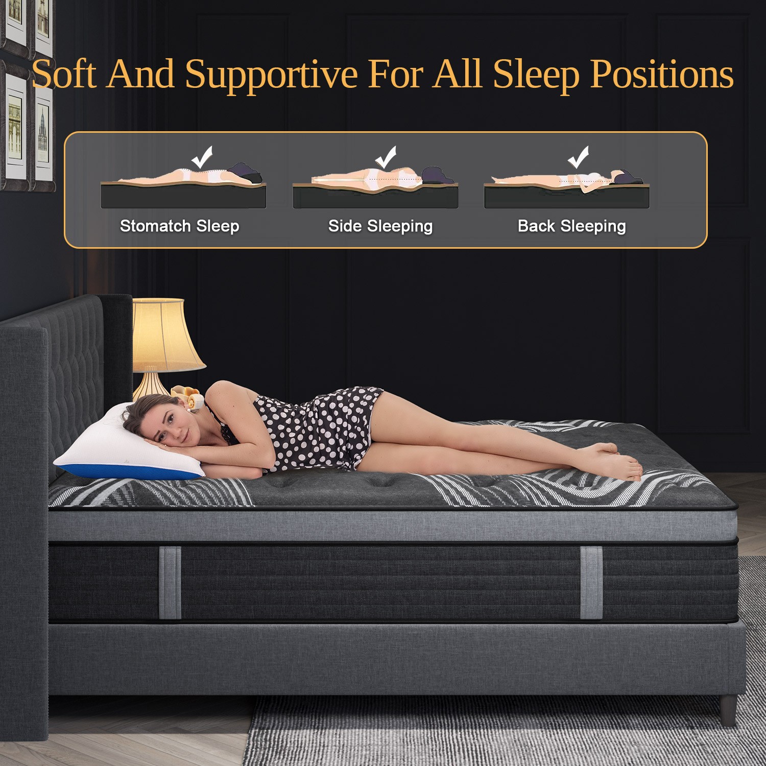 12″ 14″Twin Full Queen King Size Gel Memory Foam Spring Mattress In A Box