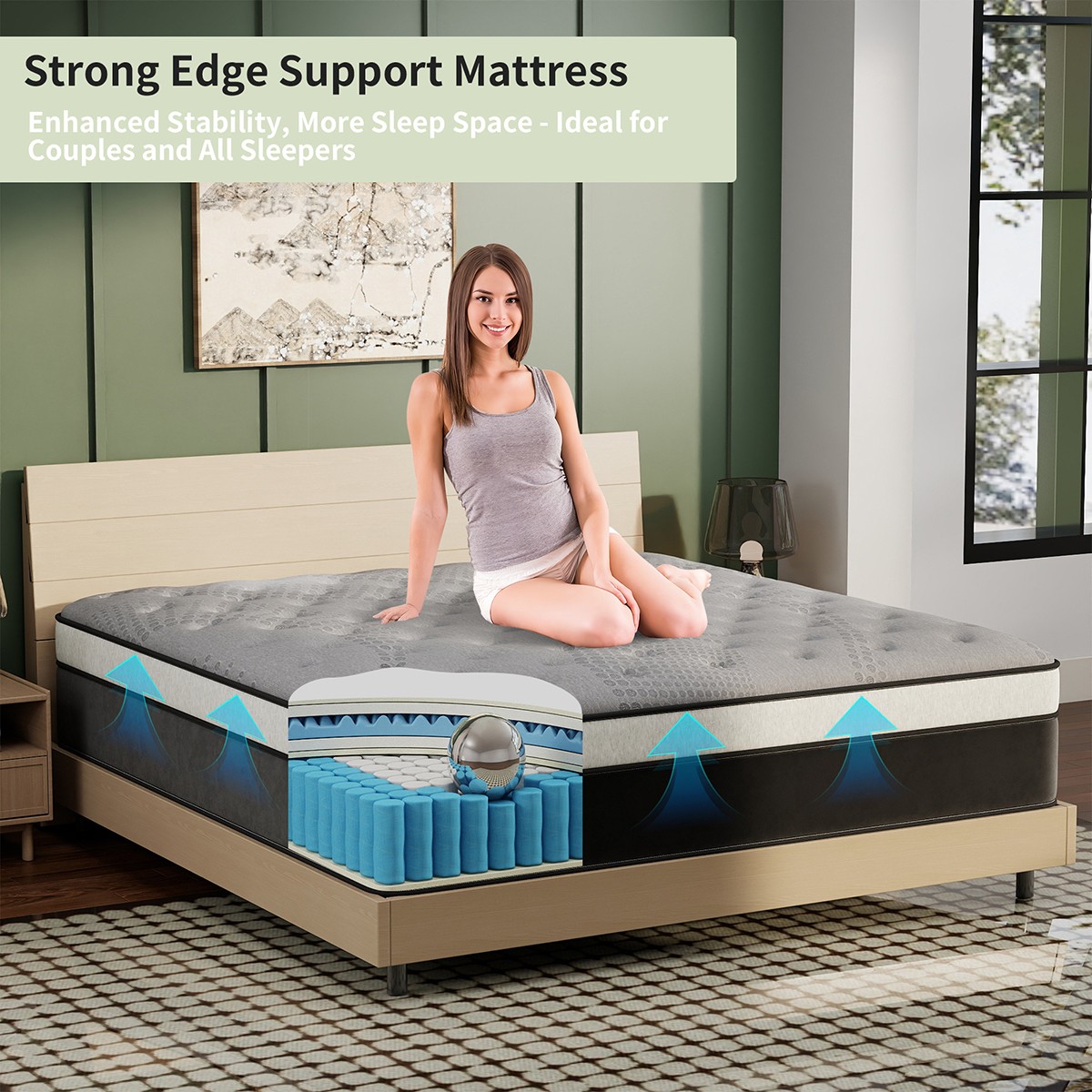 12″ 14″ Hybrid Mattress Gel Memory Foam Pocket Coils Twin Full Queen King in Box