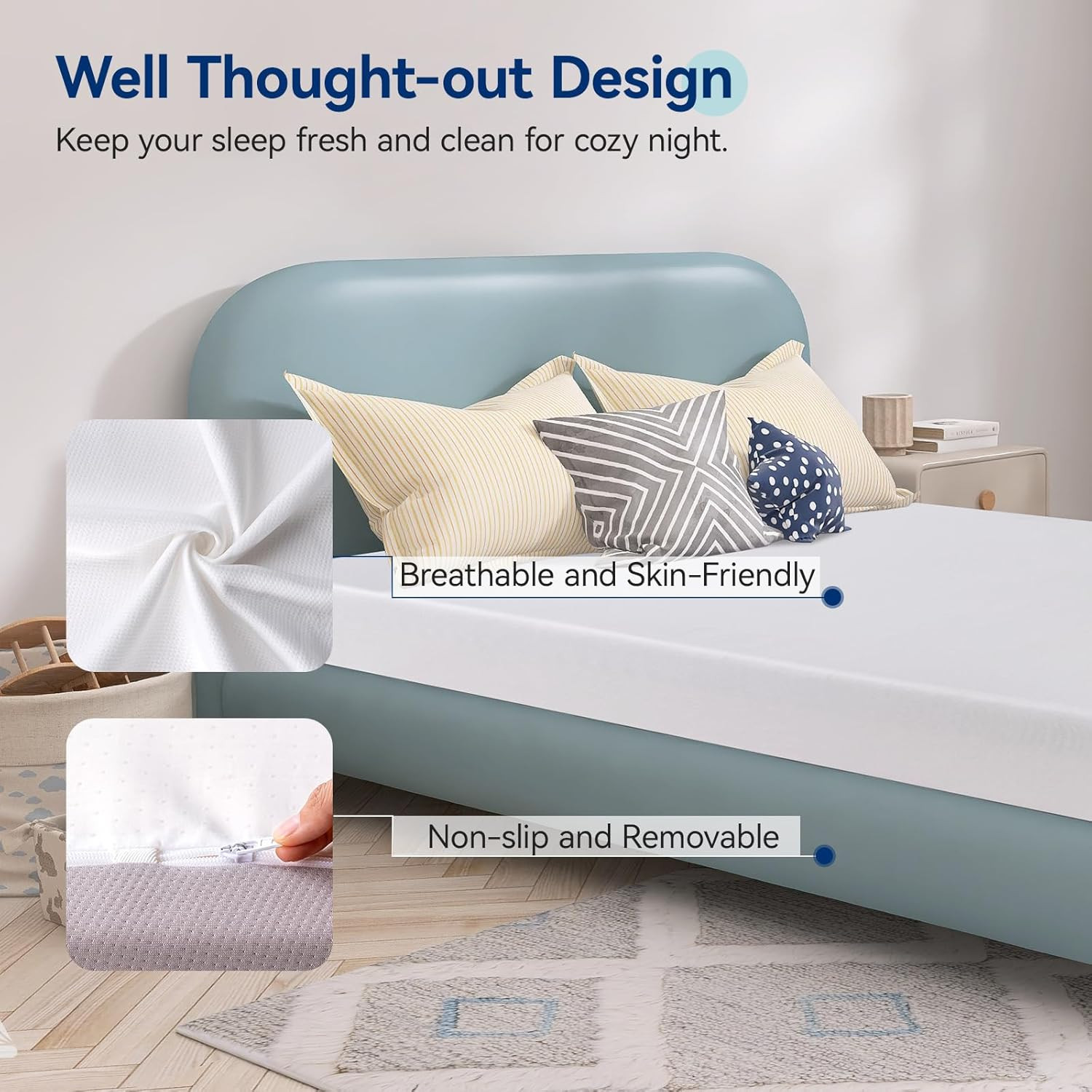 Memory Foam Mattress, Soft Plush Feel, 6 Inch, Full, White/Grey