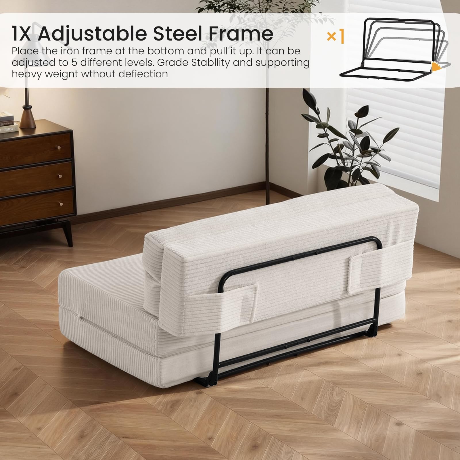 Folding Mattress, 3 in 1 Convertible Sofa Bed Fold Out Couch Bed Floor Couch …