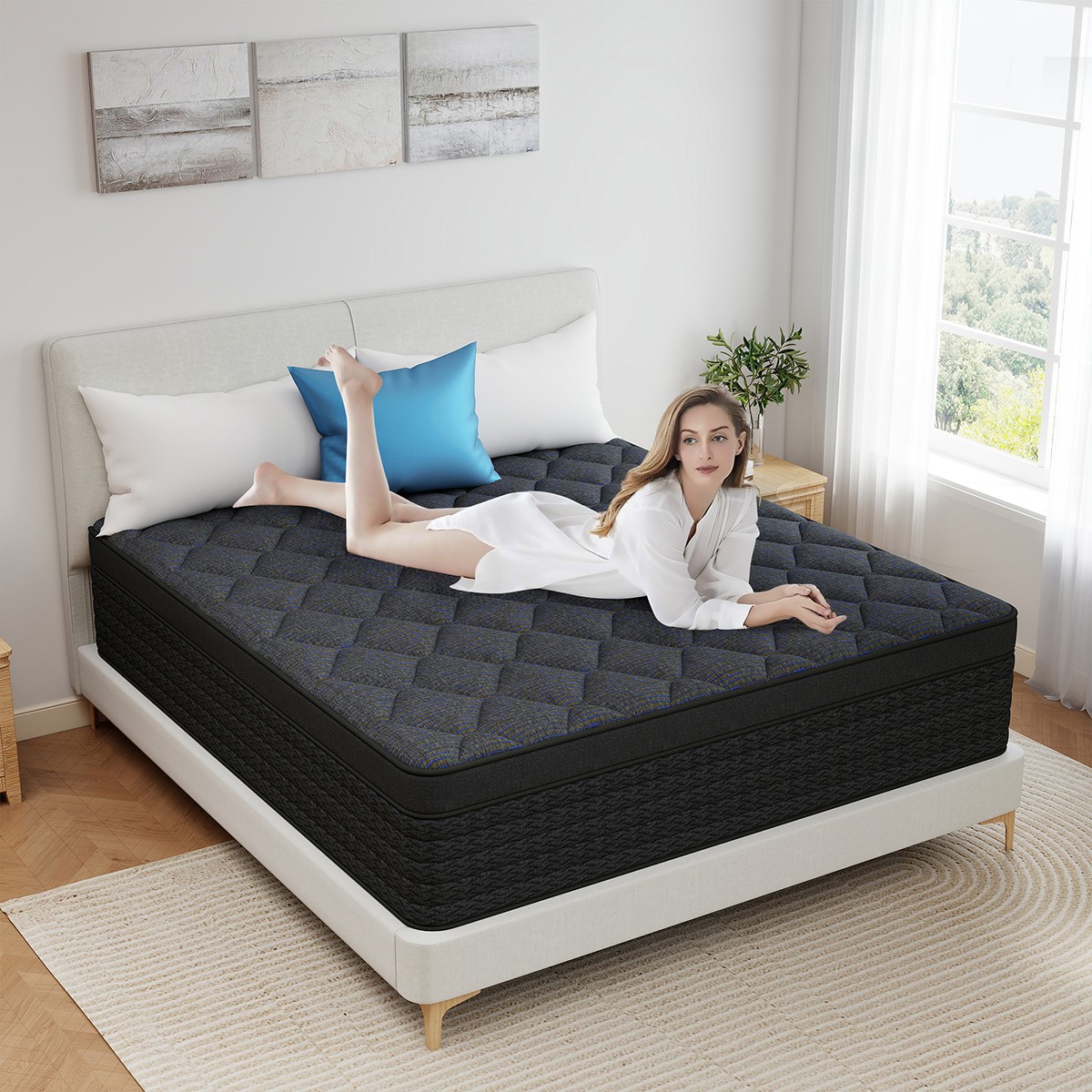 12″ 14″ Hybrid Mattress In A Box Gel Memory Foam Spring Twin Full Queen King