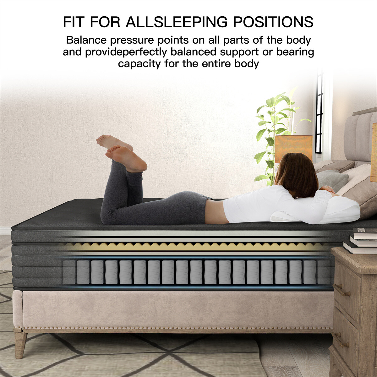 12″14″ Hybrid Mattress In A Box Innerspring Gel Memory Foam Twin Full Queen King