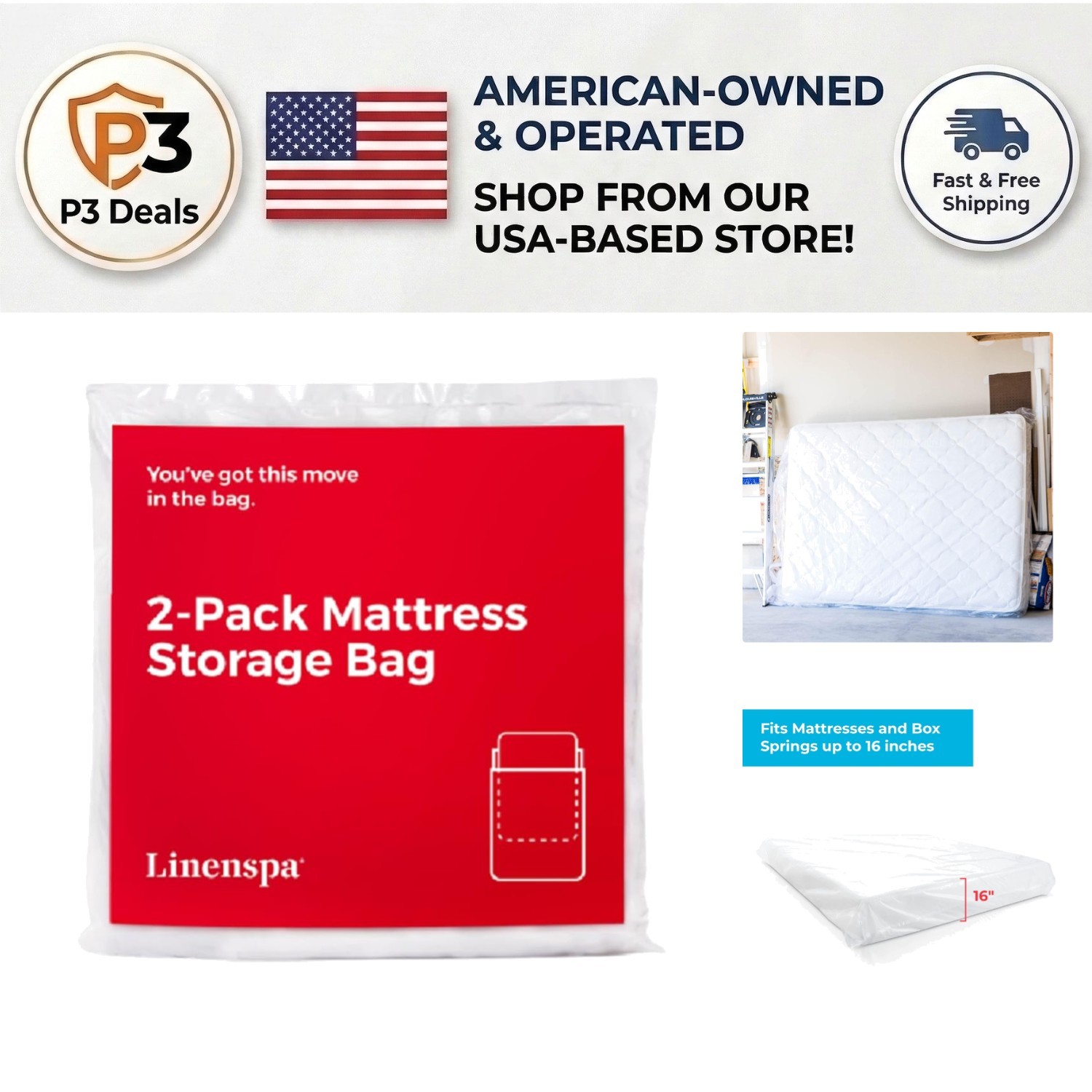 2-Pack Clear Mattress Storage Bag – Fits Queen/Full Size, Tear & Water Resistant