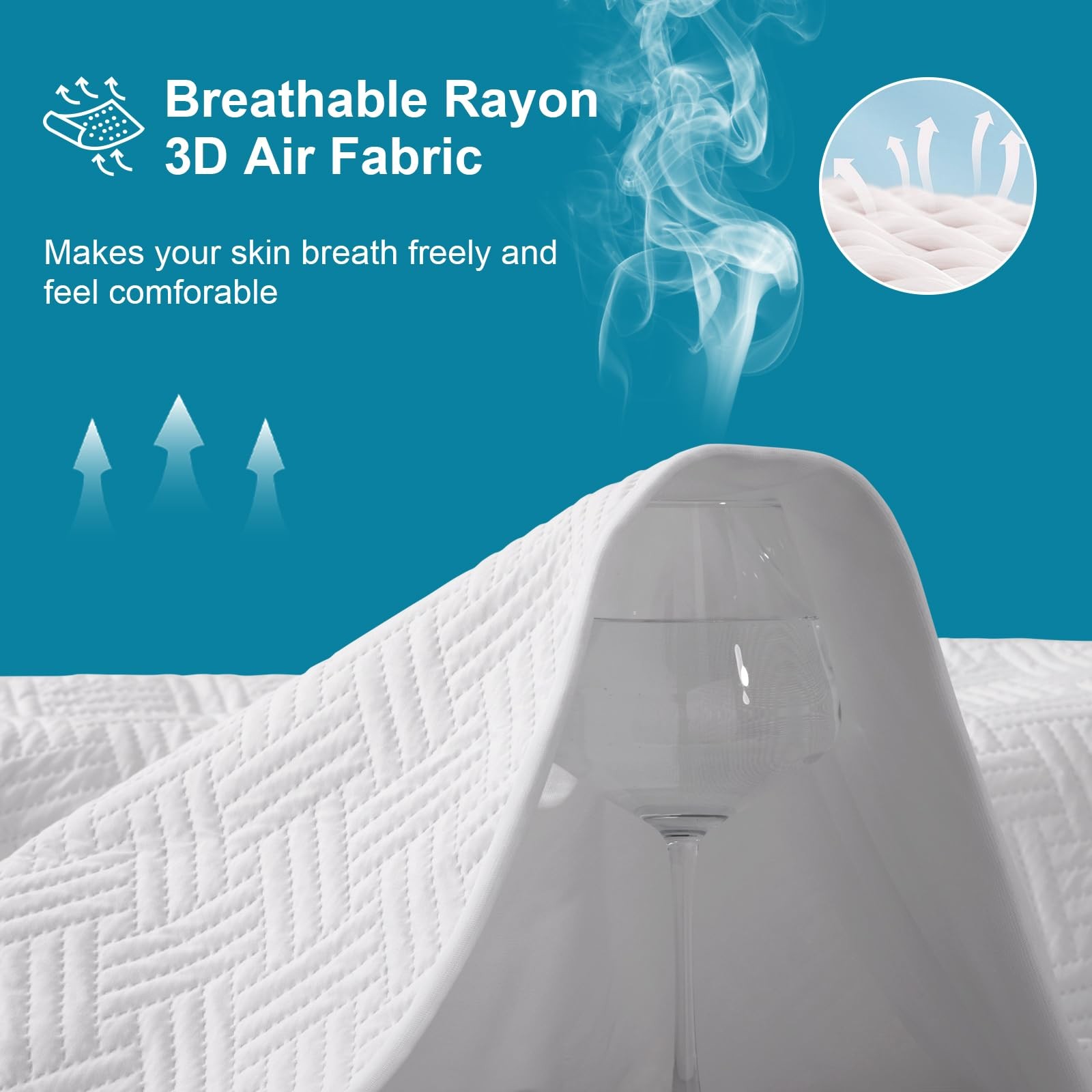 GOPOONY Waterproof Mattress Protector Queen Size – Breathable, Queen, White