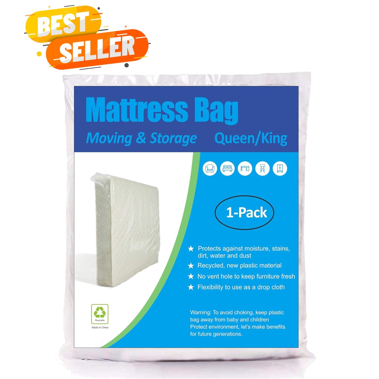 Mattress Protection Bag – Lightweight Queen/King Size Storage Solution, 1 Pack