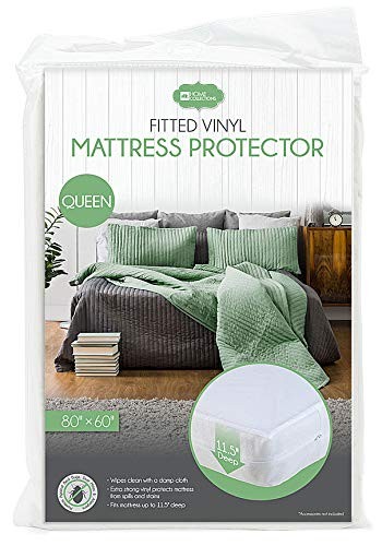 Home Expressions 4Gauge Vinyl Plastic Queen 80″ x 60″ x 11.5 Deep, White