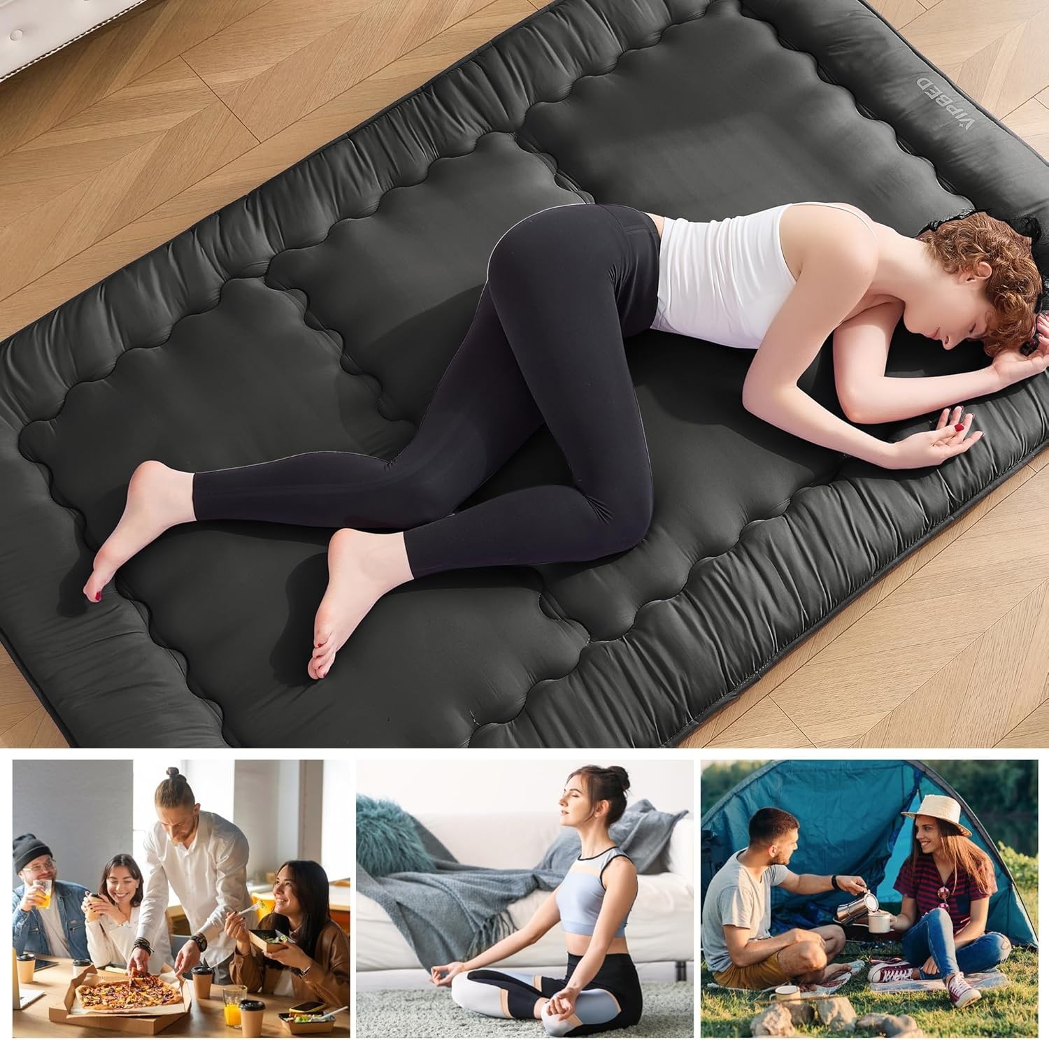 Japanese Floor Futon Mattress Queen, 4″ Thicken Foldable Mattress Tatami 60″-80″