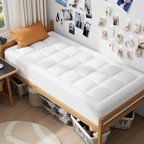 Dual Layer 3 Inch Memory Foam Mattress Topper for Twin XL Plush Support(white)
