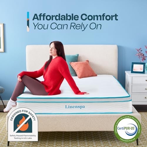 Linenspa 10 Inch Memory Foam Spring Hybrid Mattress Medium Feel Twin Size