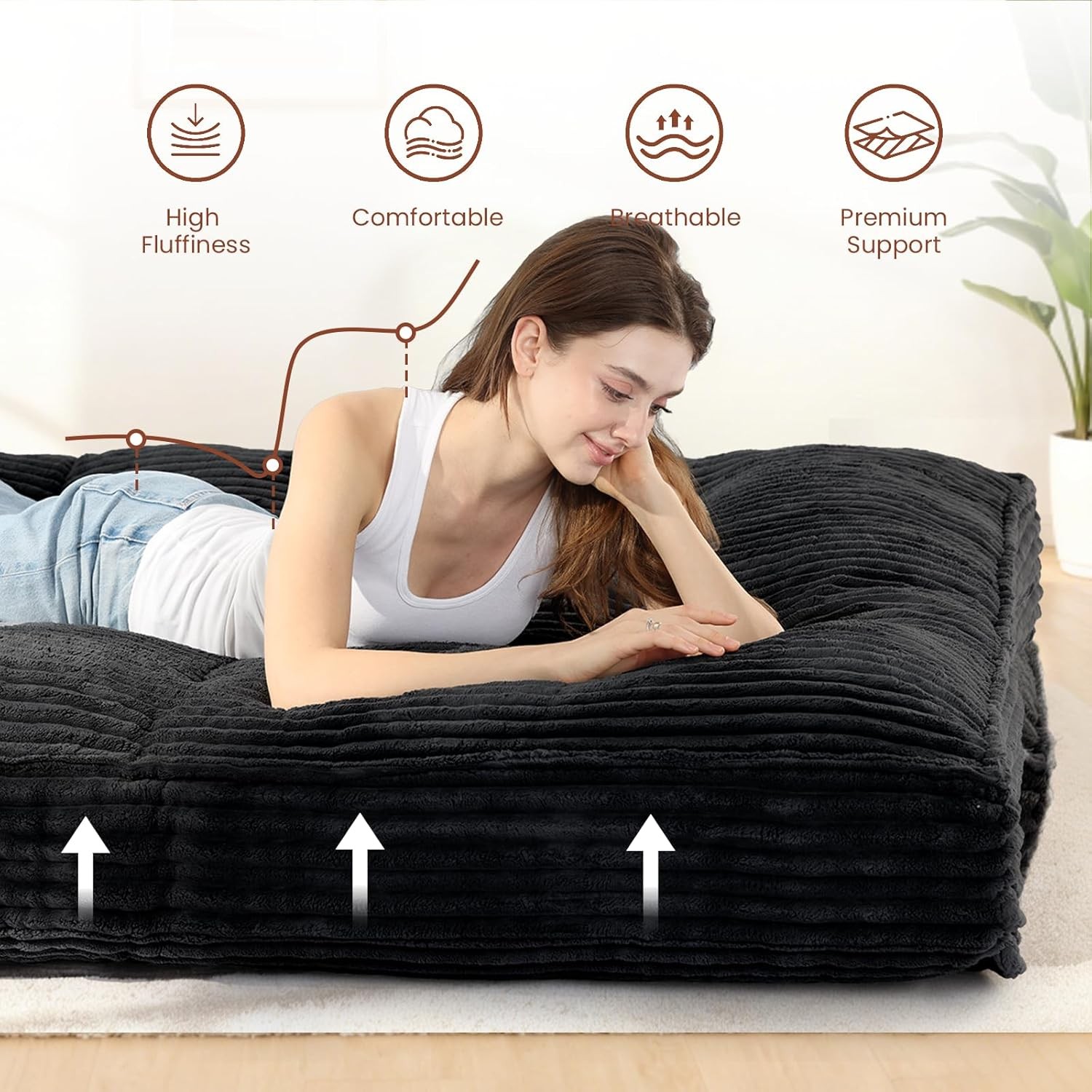 10″ Futon Mattr Queen Size,Futons Sofa Couch Bed with Straps, Thi