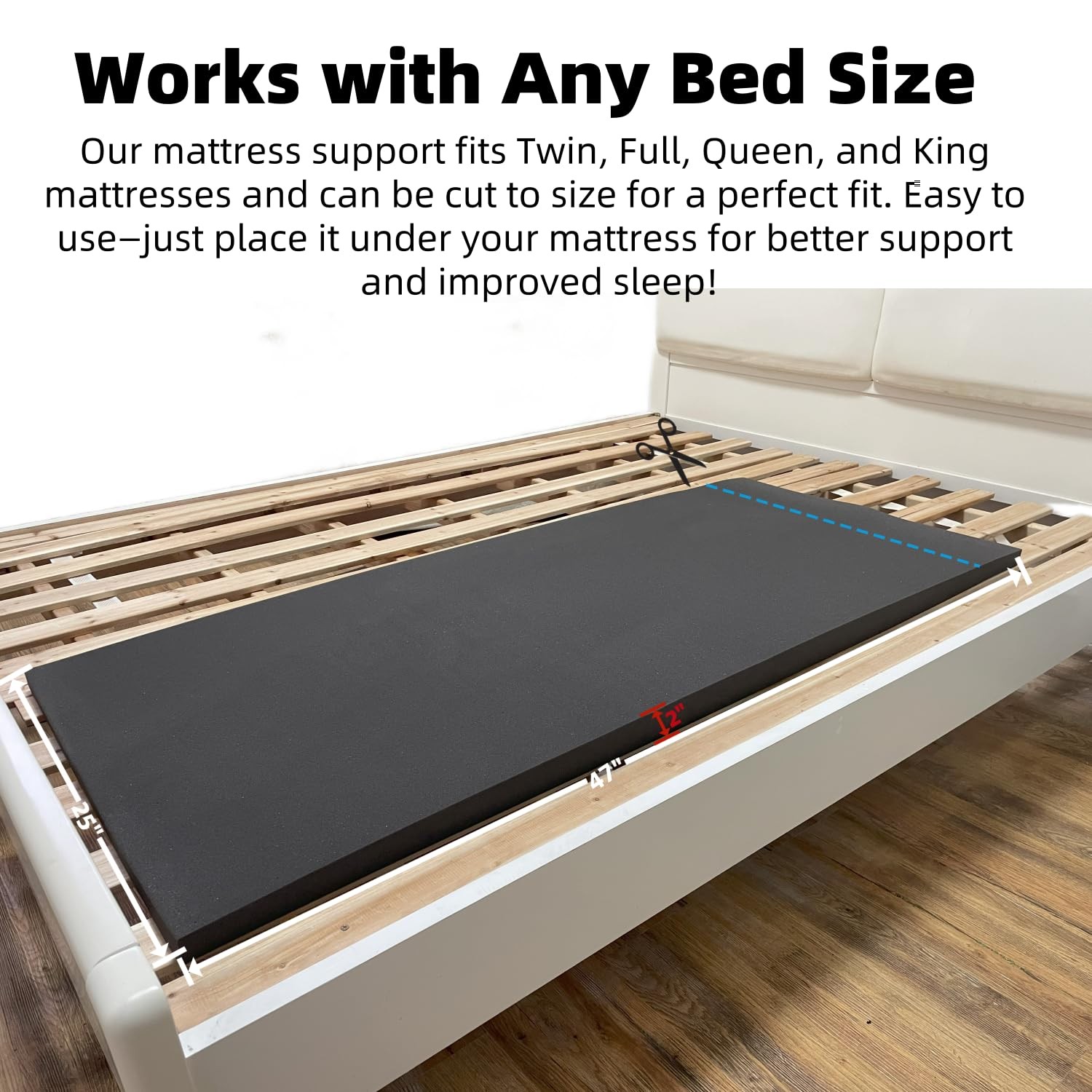 50D HighDensity Sponge Sagging Mattress Support – 2” Thick Black Bed Board fo…