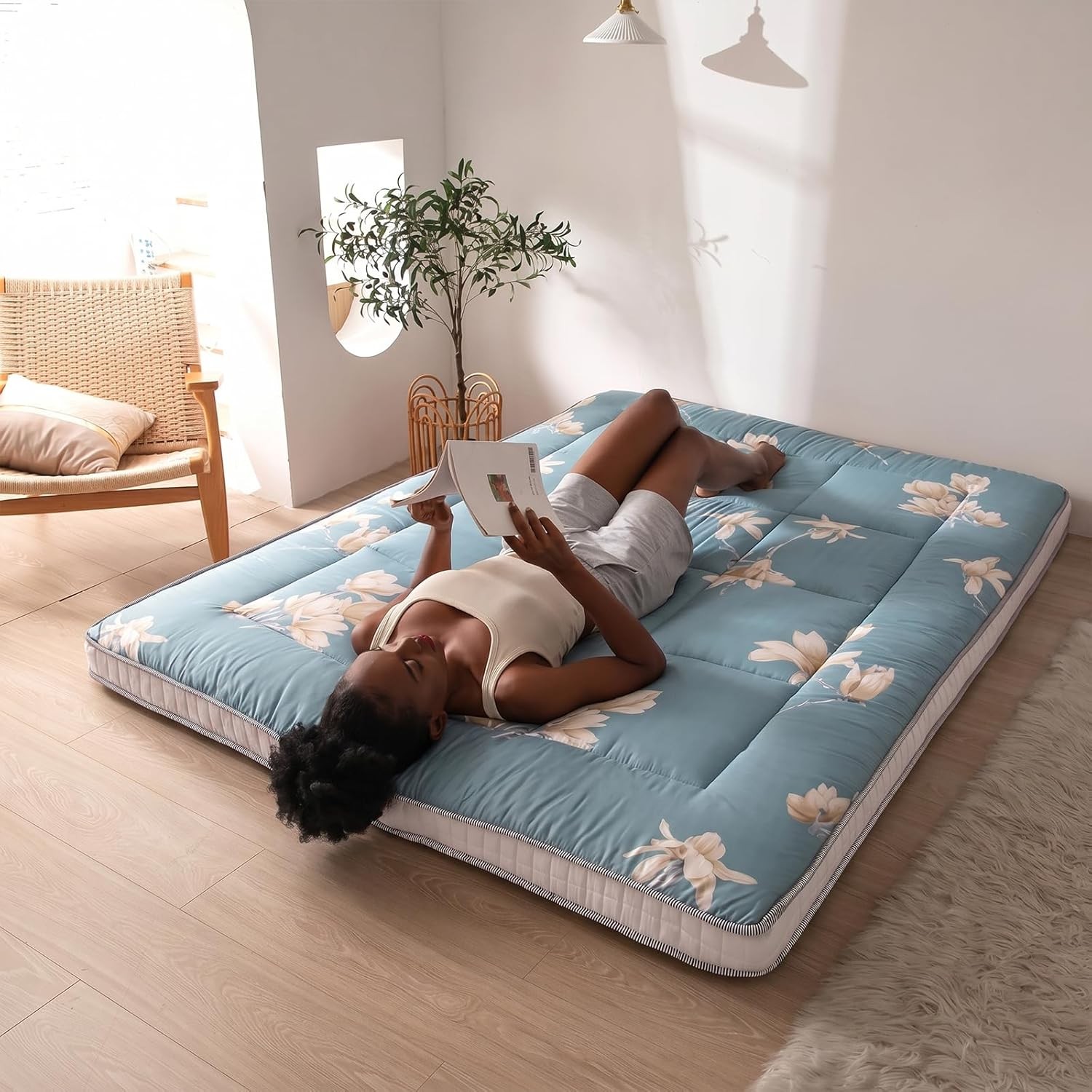 Printed Futon Mattress, Japanese Floor Mattress Quilted Mattress