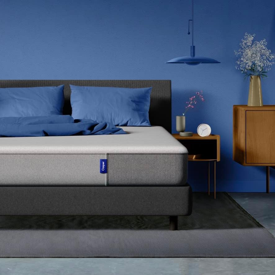 King Mattress with Waterproof Protector – Light Grey & White