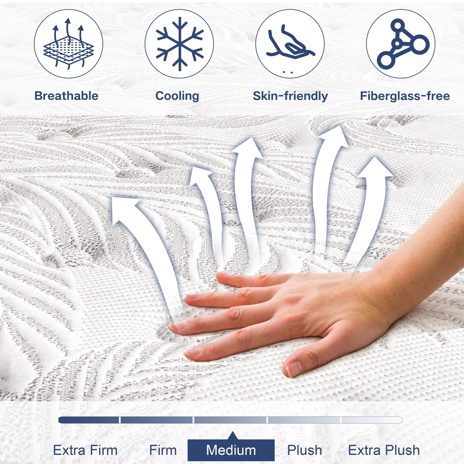 12″ Colchones QUEEN Size De Espuma 12 Pulgadas Memory Foam Mattress Hybrid Bed