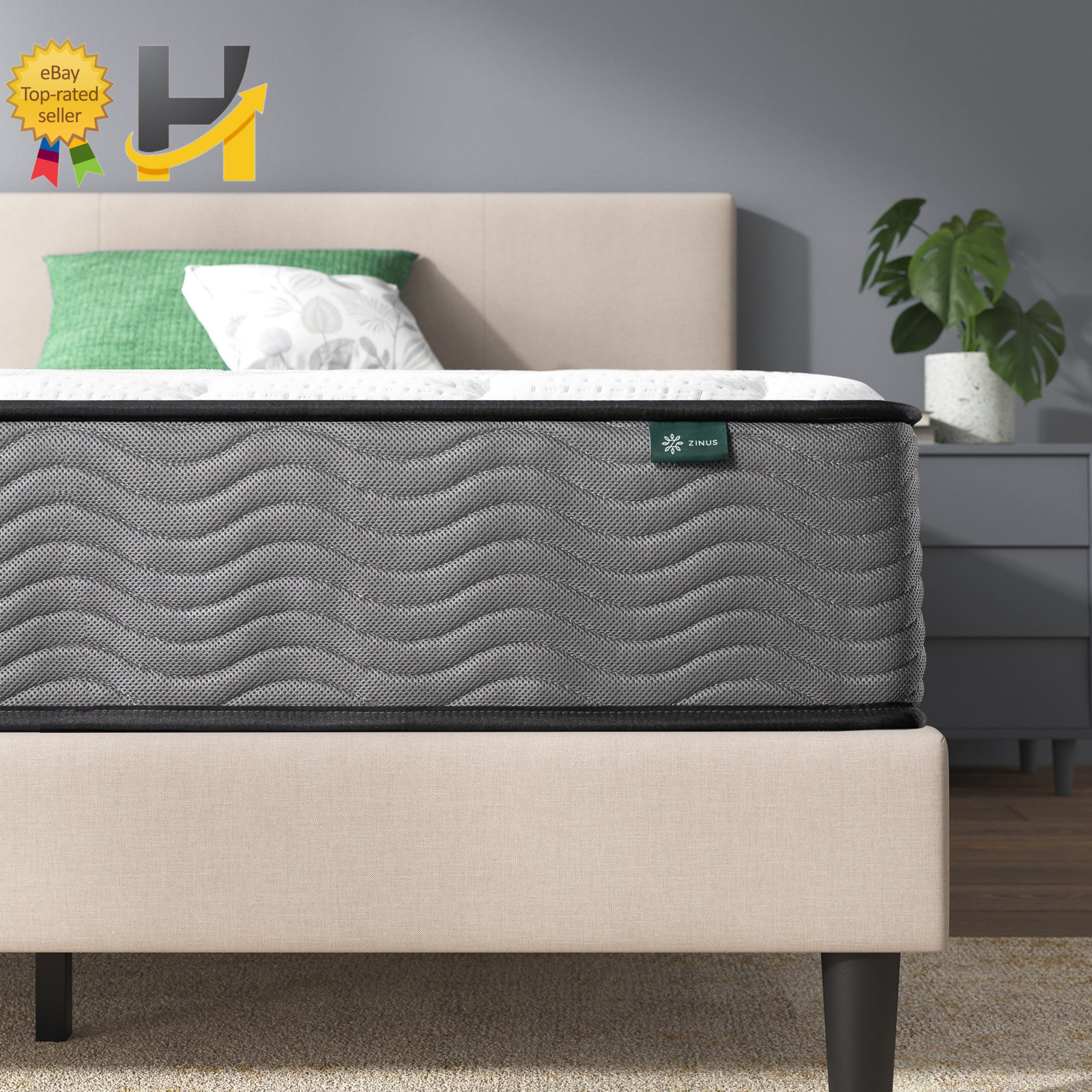 Zinus Support Plus 10″ Twin Tight Top Medium Hybrid Mattress with Comfort Foam