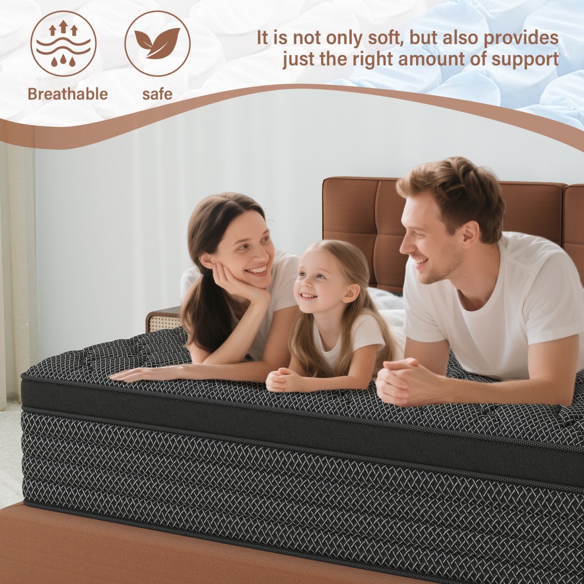 12″/14″ Black Mattress Gel Memory Foam Springs Twin Full Queen King Bed In a Box