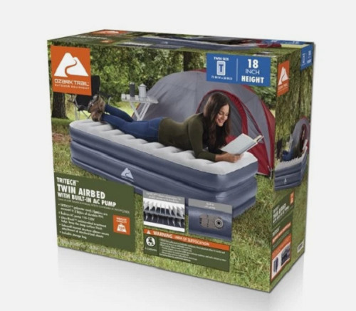 Ozark Trail Twin Air Mattress, Air Bed with Pump, 18″ Inflatable Blow Up Bed