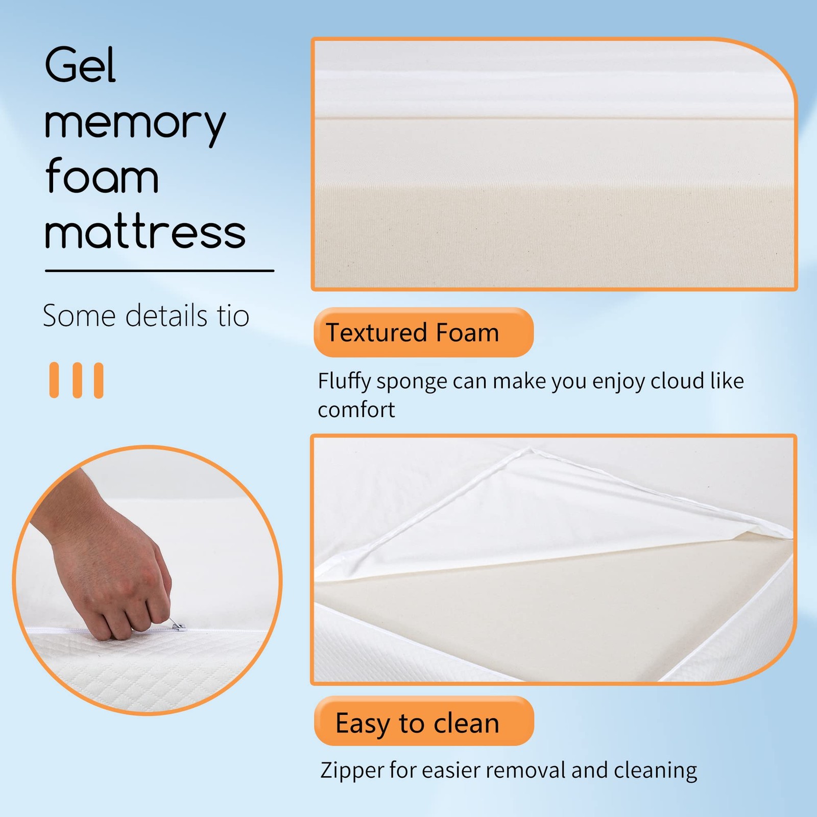 | 5 Inch Twin Mattress | Gel Memory Foam | Medium Firm Feel | White | Bed in …