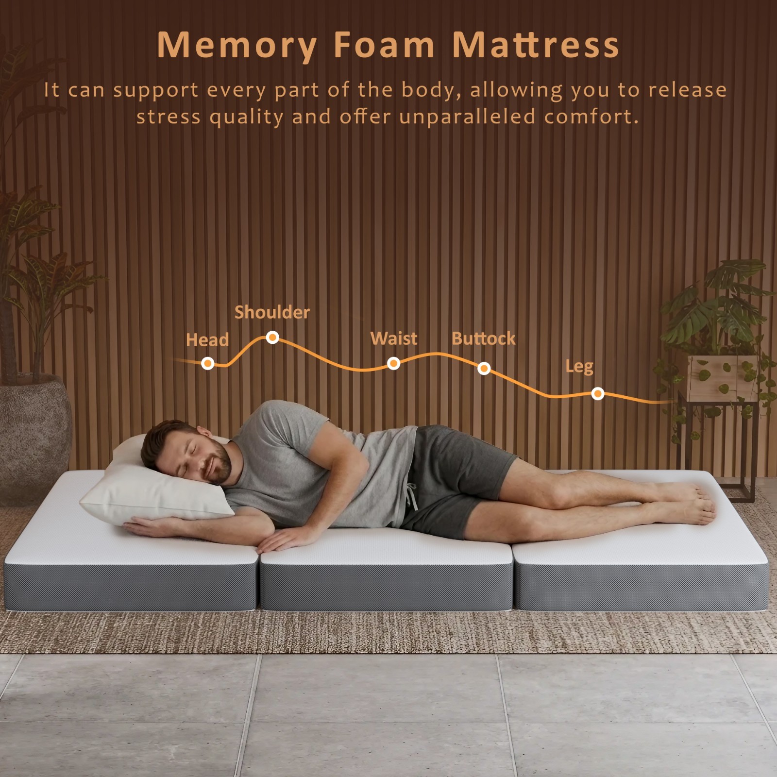 Continental Sleep, 3-Inch Memory Foam Trifold Mattress / Portable Floor Mattress