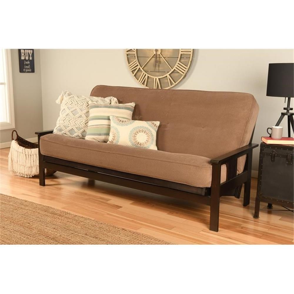 Pemberly Row Cotton and Foam Full Futon Mattress with Mocha Brown Fabric Cove…