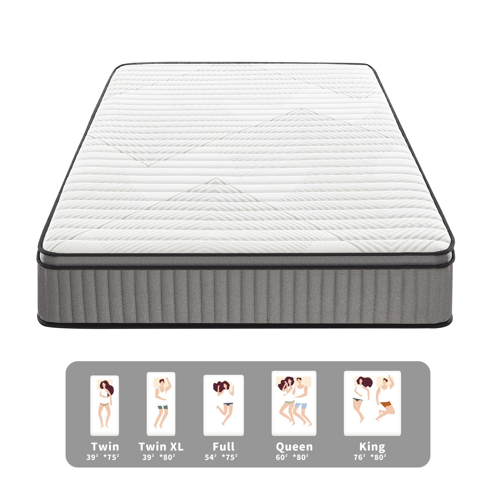 12″ Full Size Gel Memory Foam Pocket Spring Hydird Mattress In A Box Medium Firm