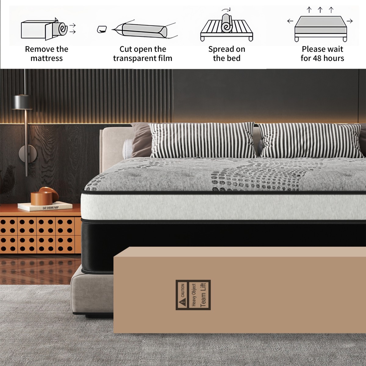 12″/14″ Mattress in a Box Gel Memory Foam Pocket Spring Twin Full Queen King