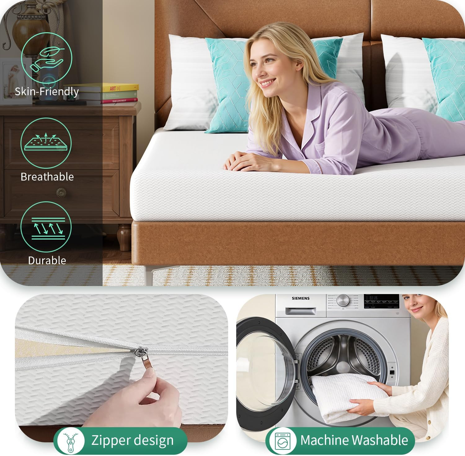 6 Inch Queen Mattress, Medium Firm, Breathable, Washable Cover, Bed in a Box