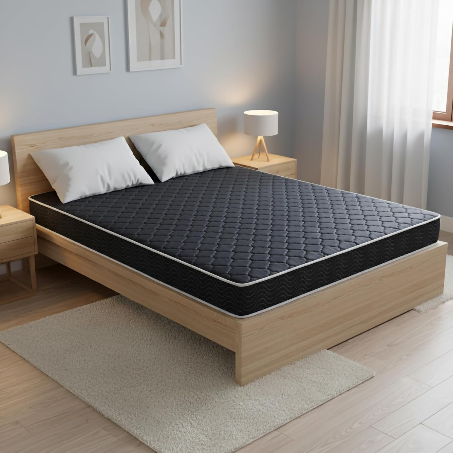 Navy Blue 6-Inch Water-Resistant Foam Mattress, Twin Deluxe, USA Made