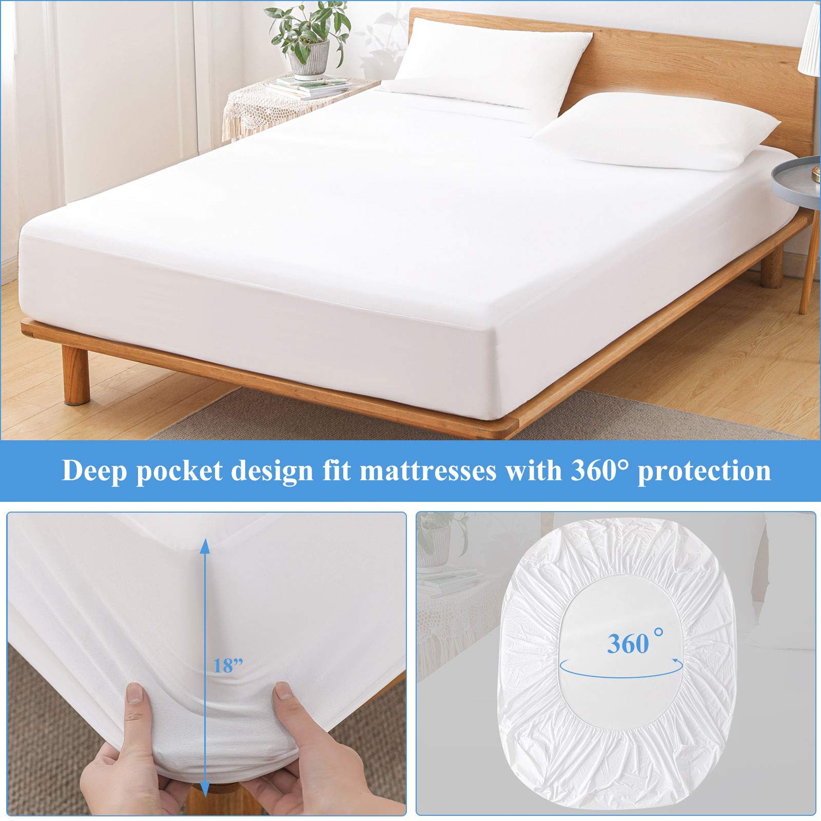 2 Pack Twin Size Premium Waterproof Mattress Twin, Basic White – 2pack