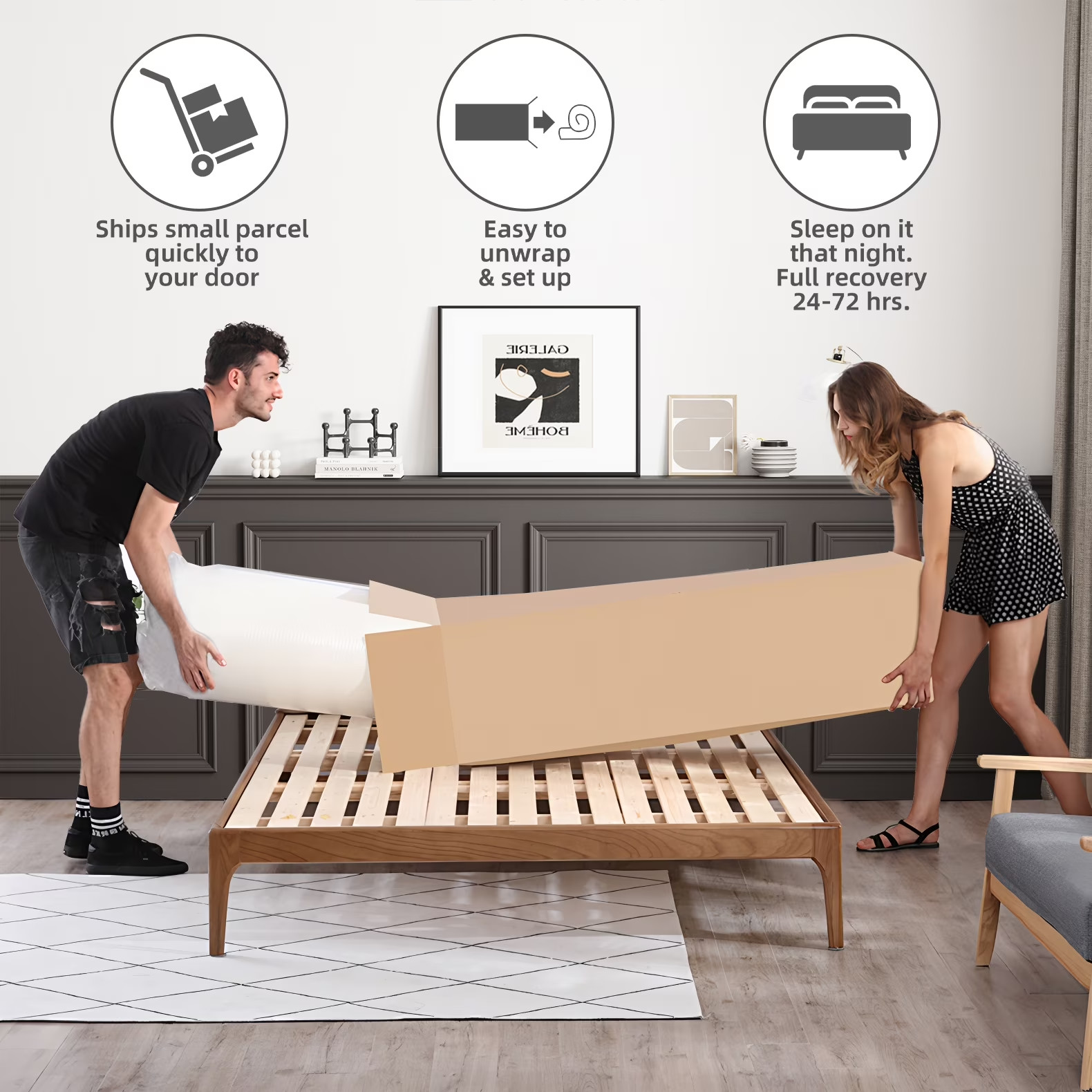 14″ Mattress In a Box Hybrid Pocket Foam Queen Mattress Memory Foam Best Sleep