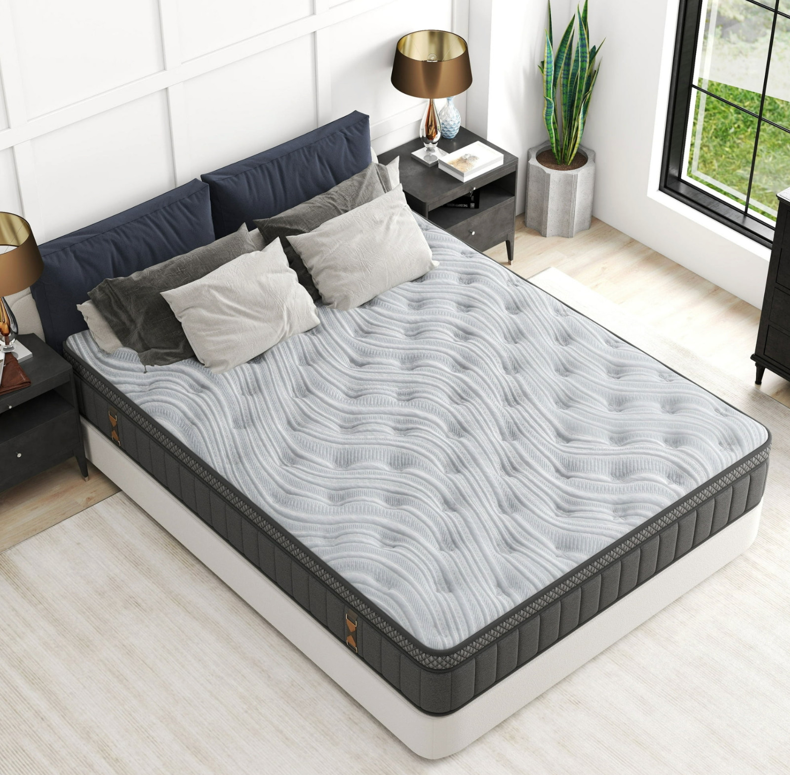 12″ Queen Colchon Gel Memory Foam Hibrido Queen Cama Mattress Hybrid Medium Firm