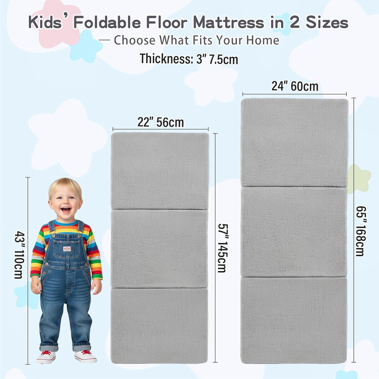 Foldable Floor Mattress for Kids -Daycare Sleeping Futon or Floor Mat with St…