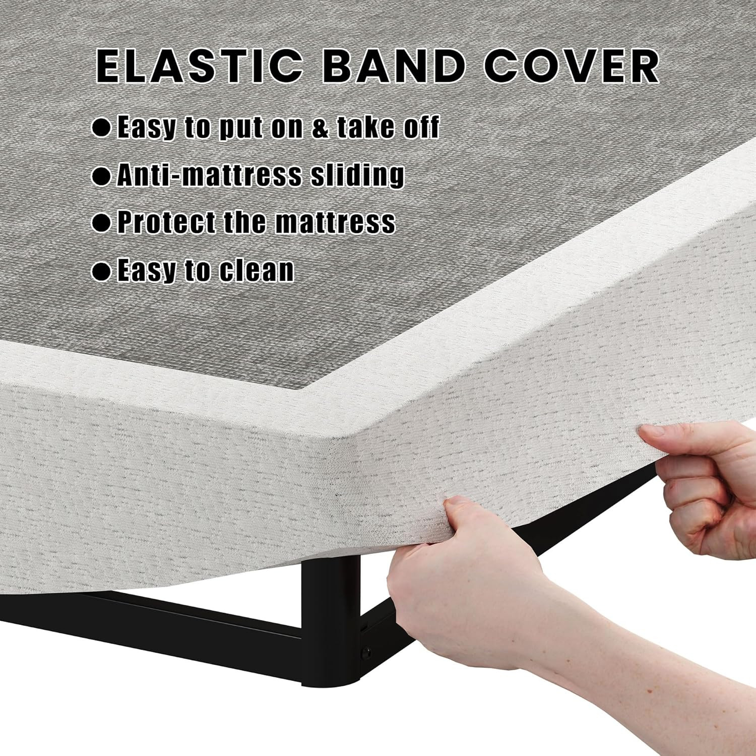 Low Profile Twin Box Spring – 3 Inch Heavy Duty Metal Bed Base with Cover